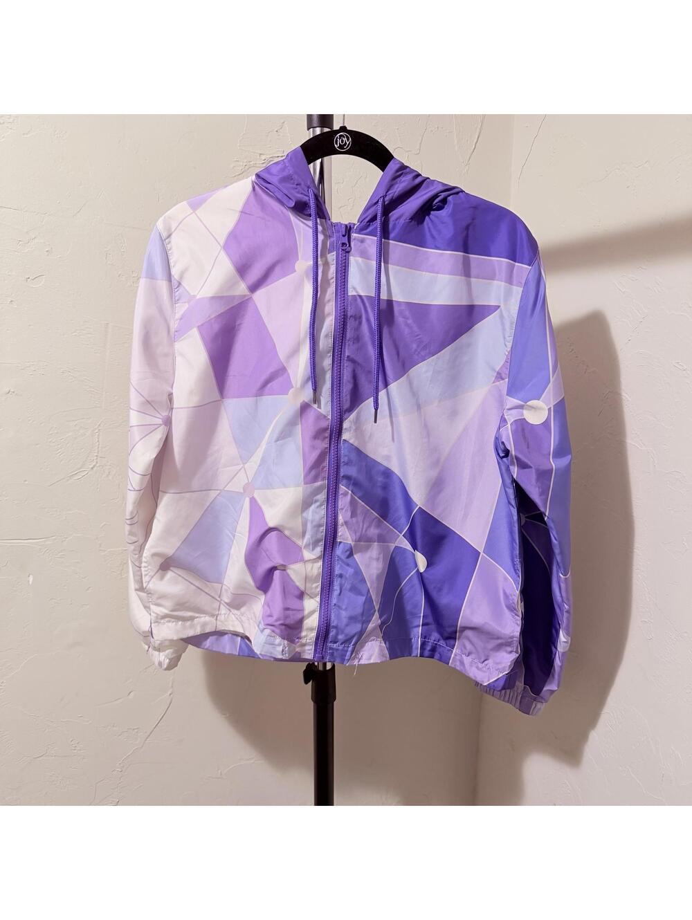 Disney World Tomorrowland Purple Geometric Women's Windbreaker Jacket with Hood
